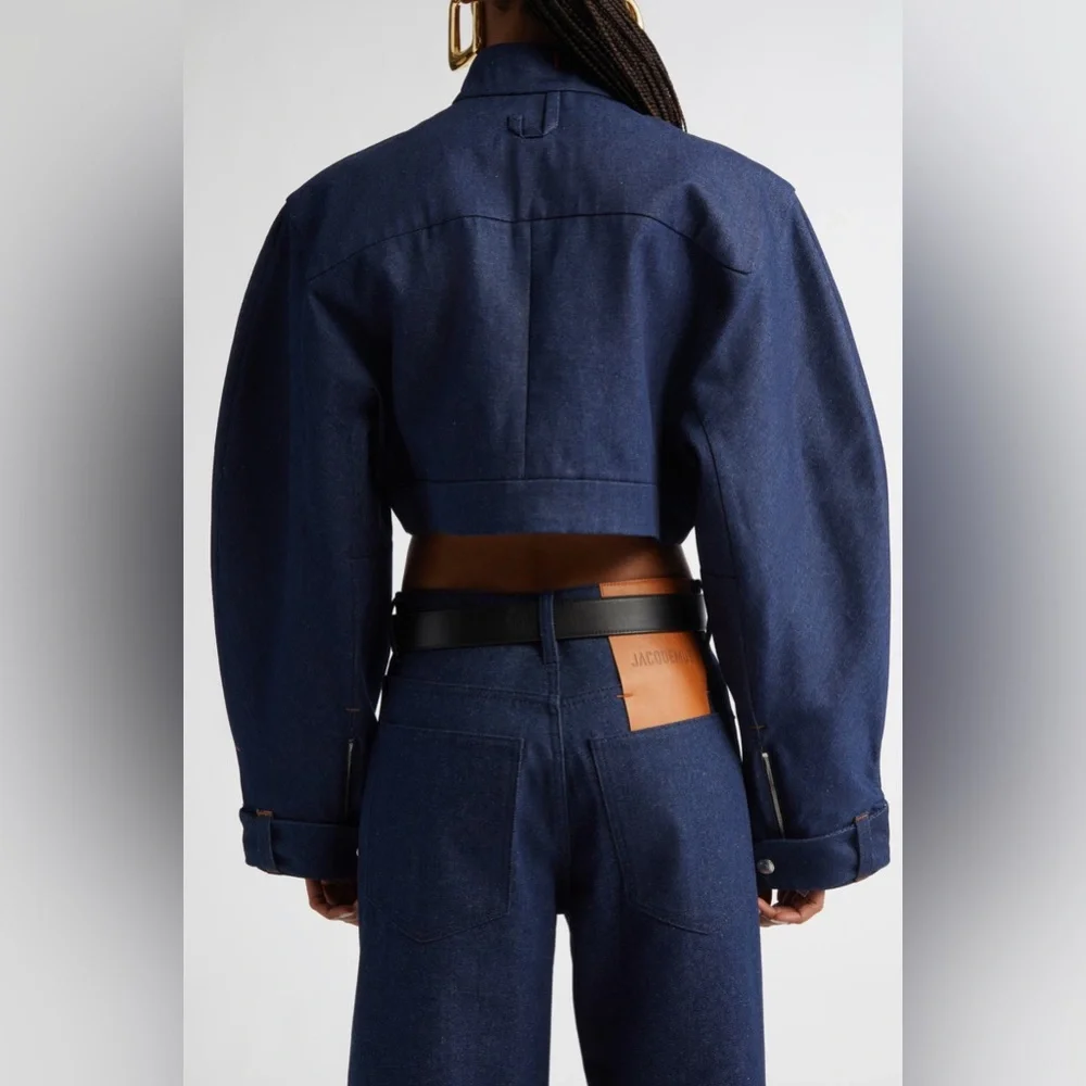W/ Tags Jacquemus la veste de nimes cabrio Cropped Denim Jacket 38 US6 - Picture 4 of 17